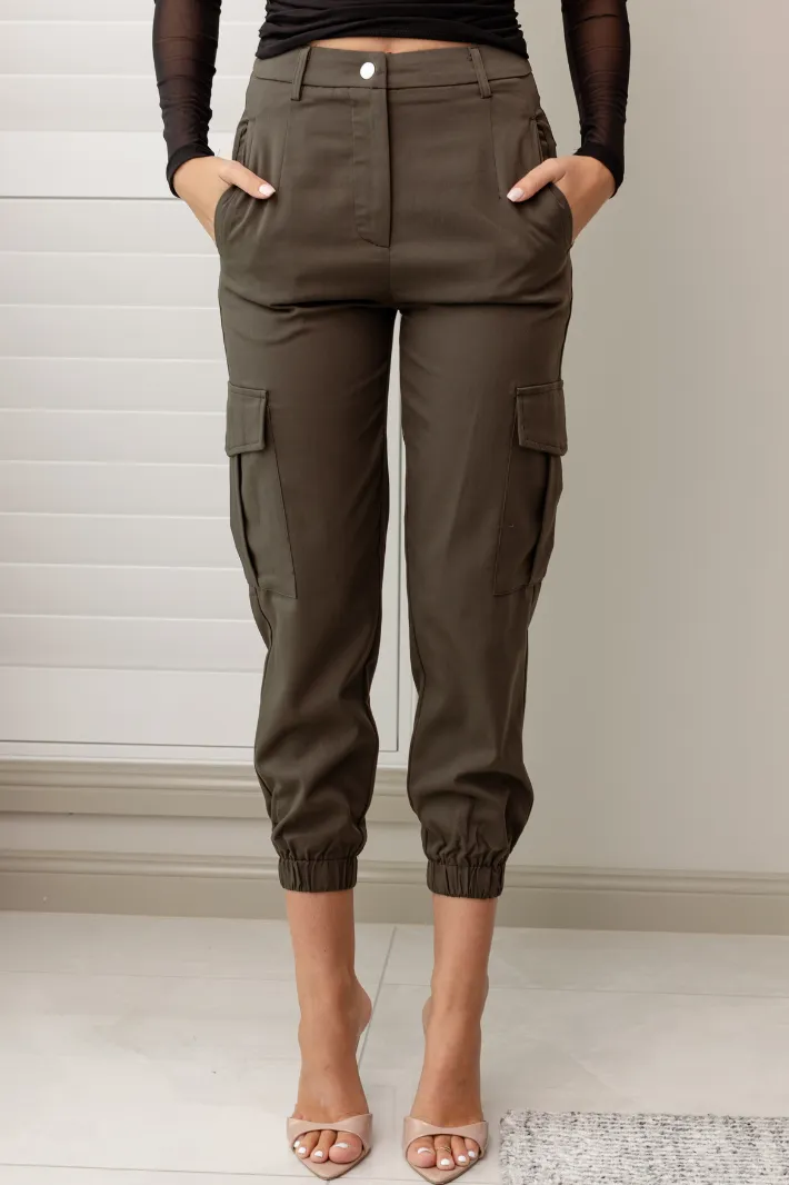 NOOKIE HIGH WAISTED CARGO PANTS - Khaki