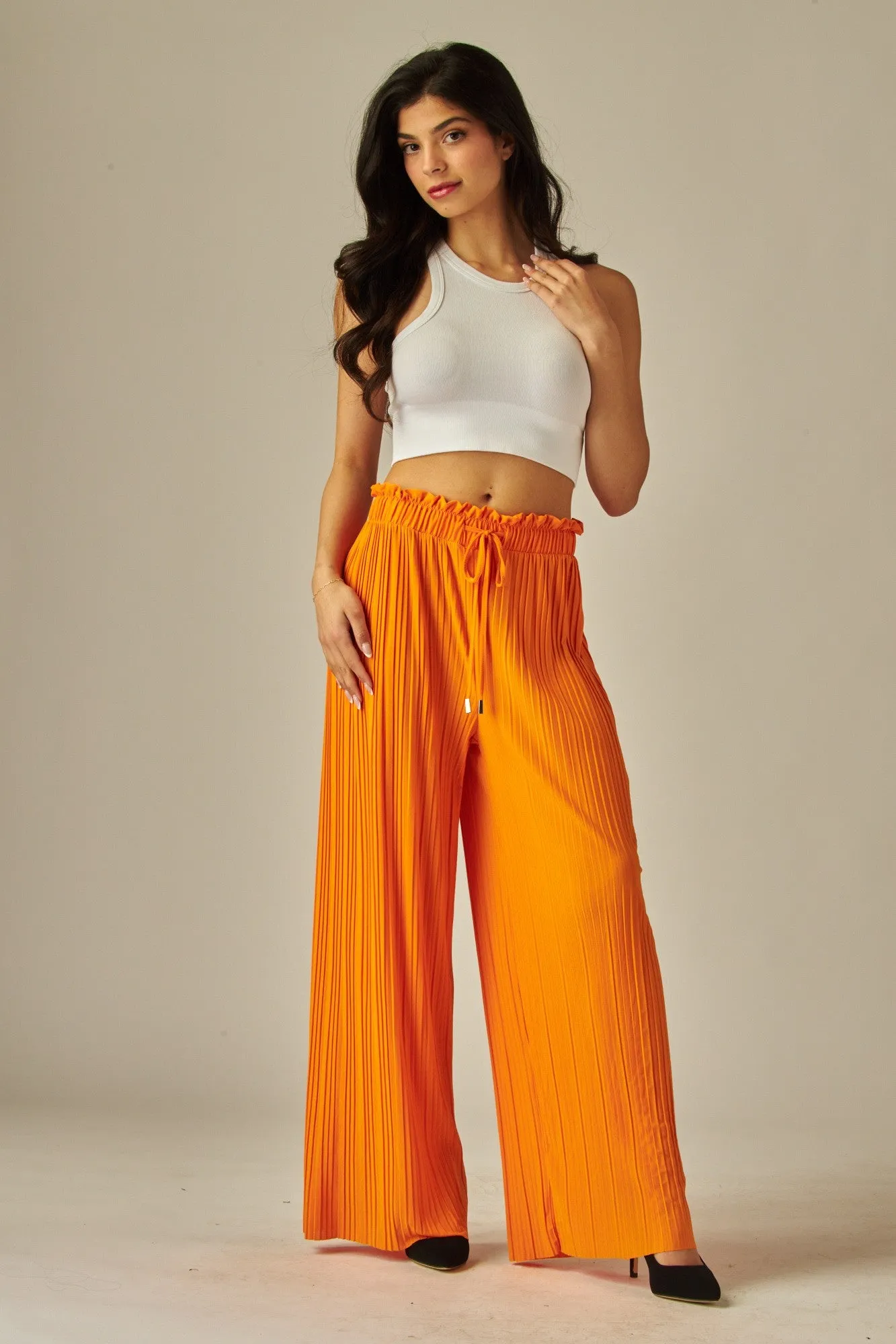 Oriole Pleated Paper Bag Drawstring Wide Leg Pants 2/14/25 9620