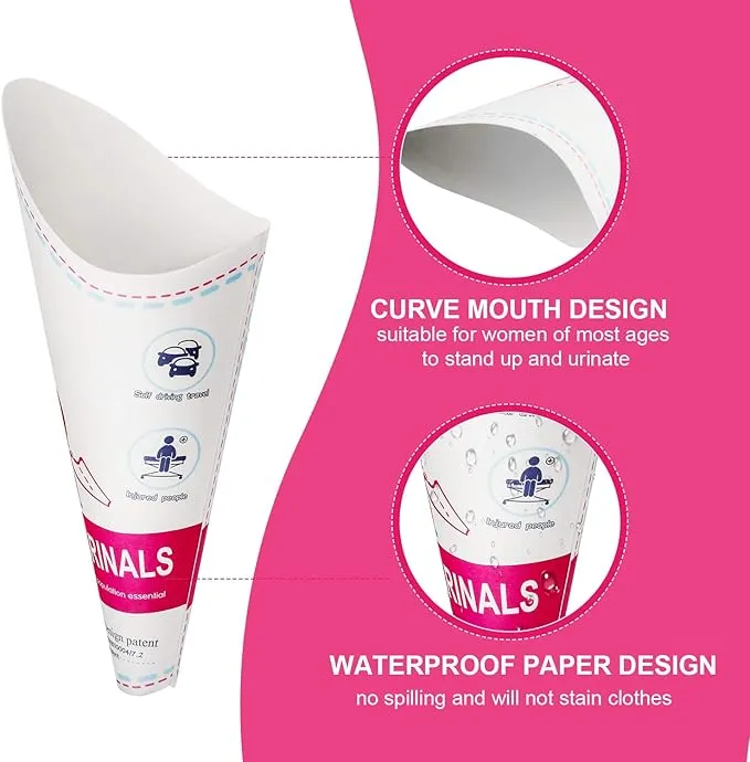 Patelai Disposable Female Urination Device Portable Lightweight Women Urinal Funnel Outside Standing Pee Cup Waterproof Paper Standing Urinary Funnel for Camping, Hiking, Pregnant