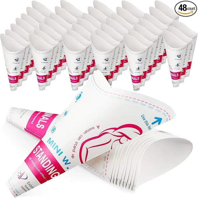 Patelai Disposable Female Urination Device Portable Lightweight Women Urinal Funnel Outside Standing Pee Cup Waterproof Paper Standing Urinary Funnel for Camping, Hiking, Pregnant