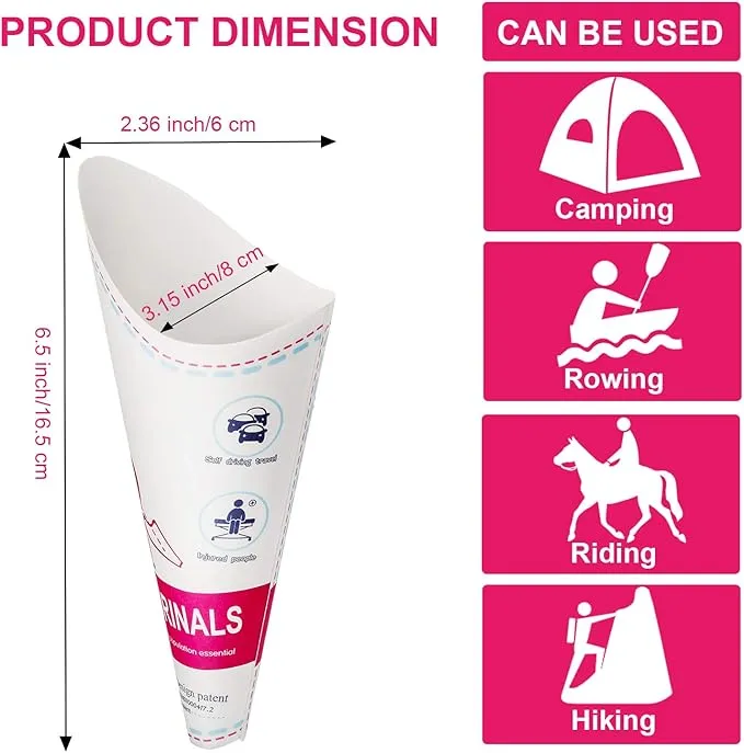 Patelai Disposable Female Urination Device Portable Lightweight Women Urinal Funnel Outside Standing Pee Cup Waterproof Paper Standing Urinary Funnel for Camping, Hiking, Pregnant