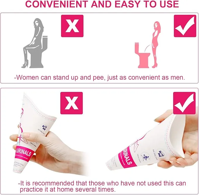 Patelai Disposable Female Urination Device Portable Lightweight Women Urinal Funnel Outside Standing Pee Cup Waterproof Paper Standing Urinary Funnel for Camping, Hiking, Pregnant