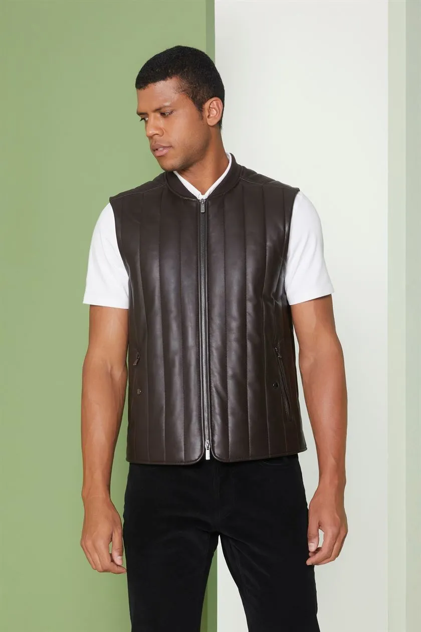 Perona   I   Mens-Outerweareather Vest -Neil-Pma-Fv21- 00005-Dark Brown  AS7596