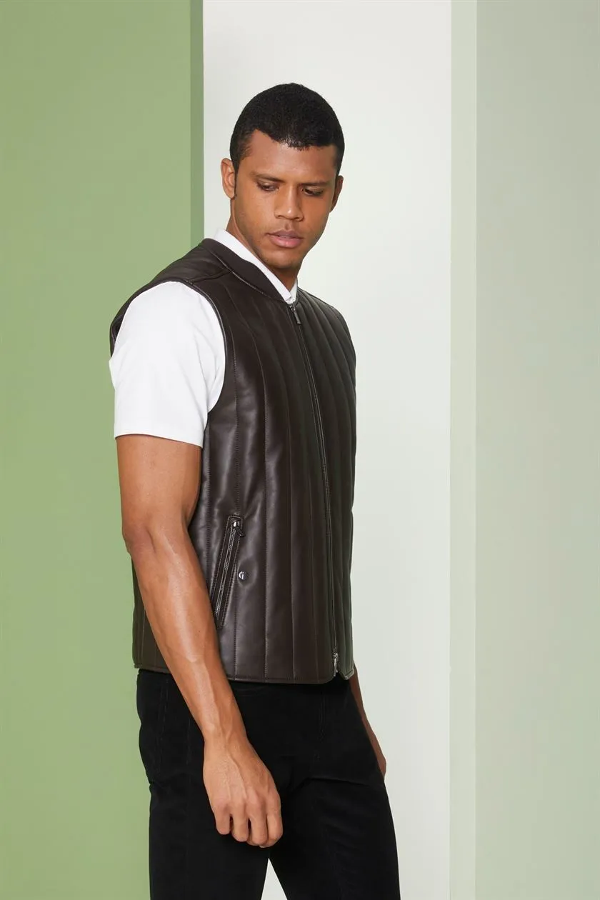 Perona   I   Mens-Outerweareather Vest -Neil-Pma-Fv21- 00005-Dark Brown  AS7596
