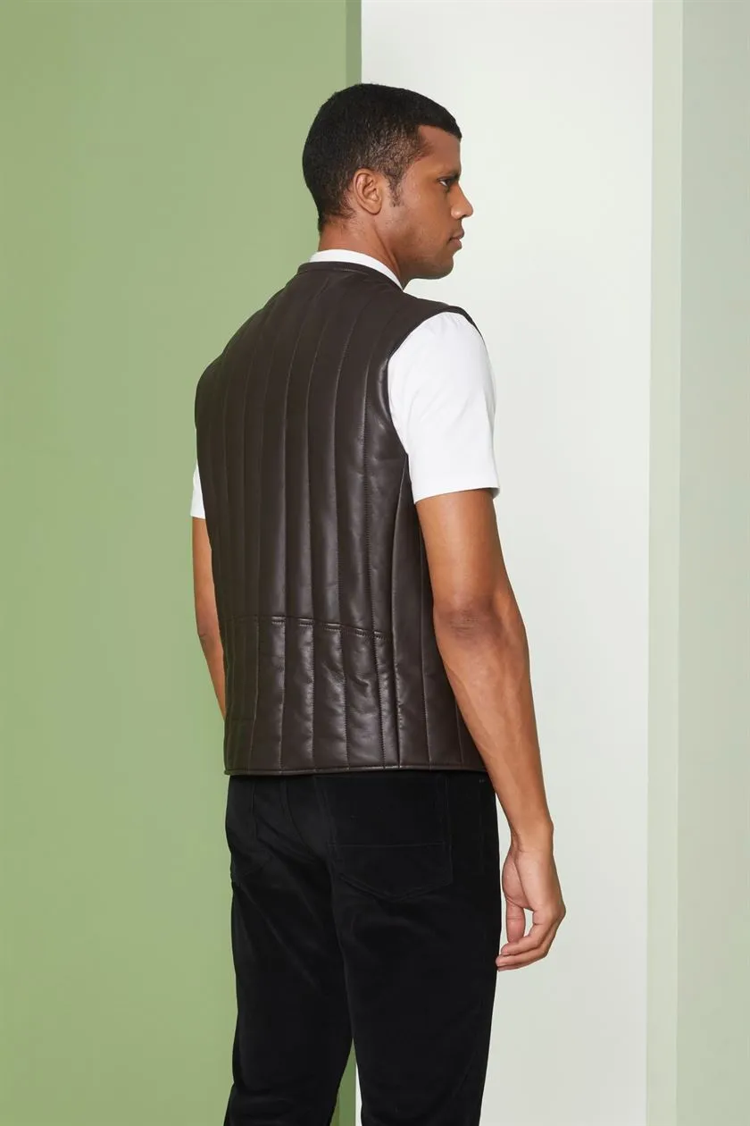 Perona   I   Mens-Outerweareather Vest -Neil-Pma-Fv21- 00005-Dark Brown  AS7596