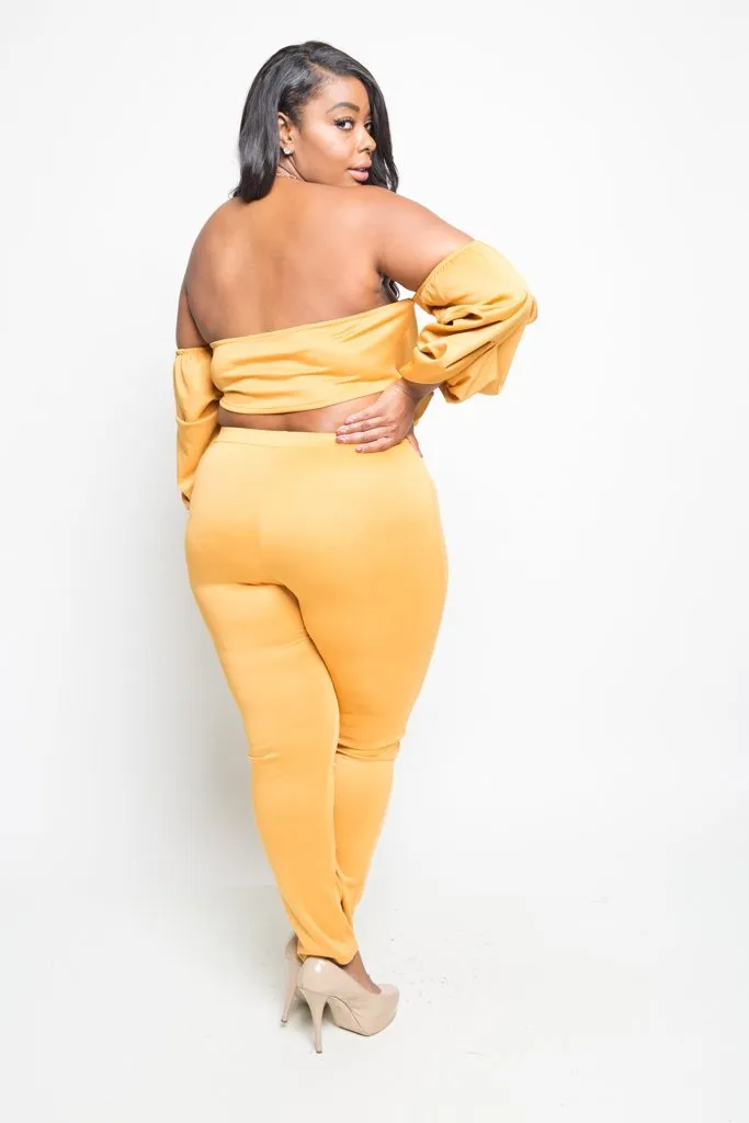 Plus Size Flirty Bow Top and Pants Set [SALE]