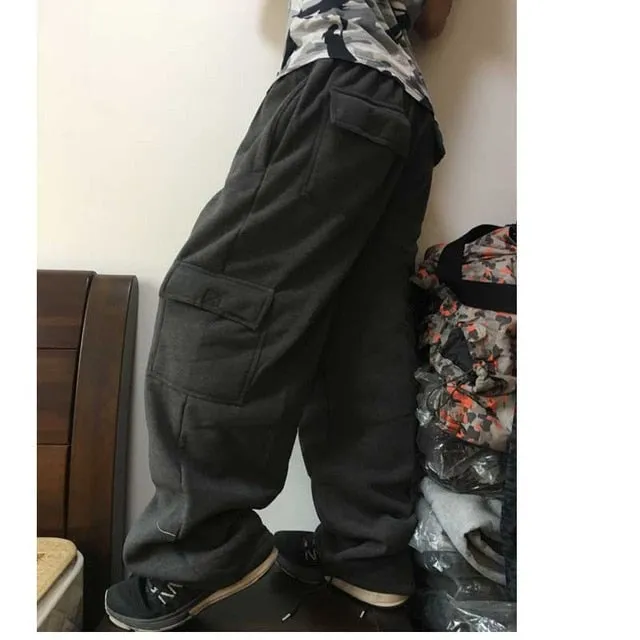 Plus Size Hip Hop Joggers Sweatpants for Men and Women Streetwear Big Pocket Cargo Pants Casual Straight Loose Baggy Trousers