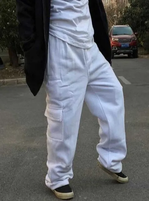 Plus Size Hip Hop Joggers Sweatpants for Men and Women Streetwear Big Pocket Cargo Pants Casual Straight Loose Baggy Trousers