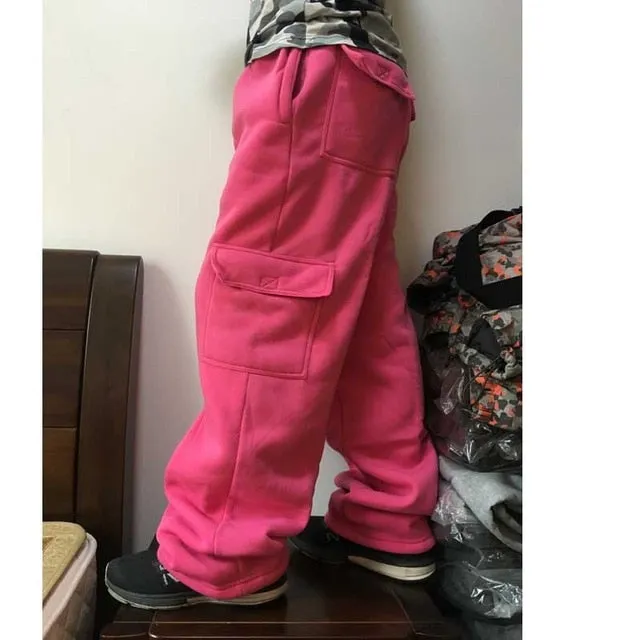 Plus Size Hip Hop Joggers Sweatpants for Men and Women Streetwear Big Pocket Cargo Pants Casual Straight Loose Baggy Trousers