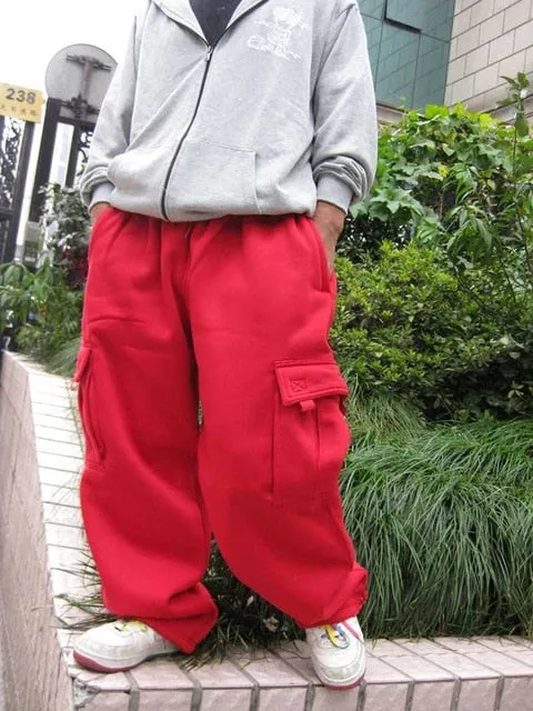 Plus Size Hip Hop Joggers Sweatpants for Men and Women Streetwear Big Pocket Cargo Pants Casual Straight Loose Baggy Trousers