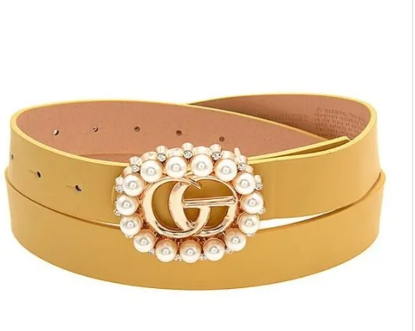Premium Pearl Buckle Leather Belt