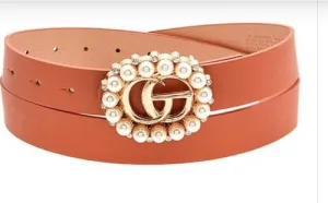 Premium Pearl Buckle Leather Belt