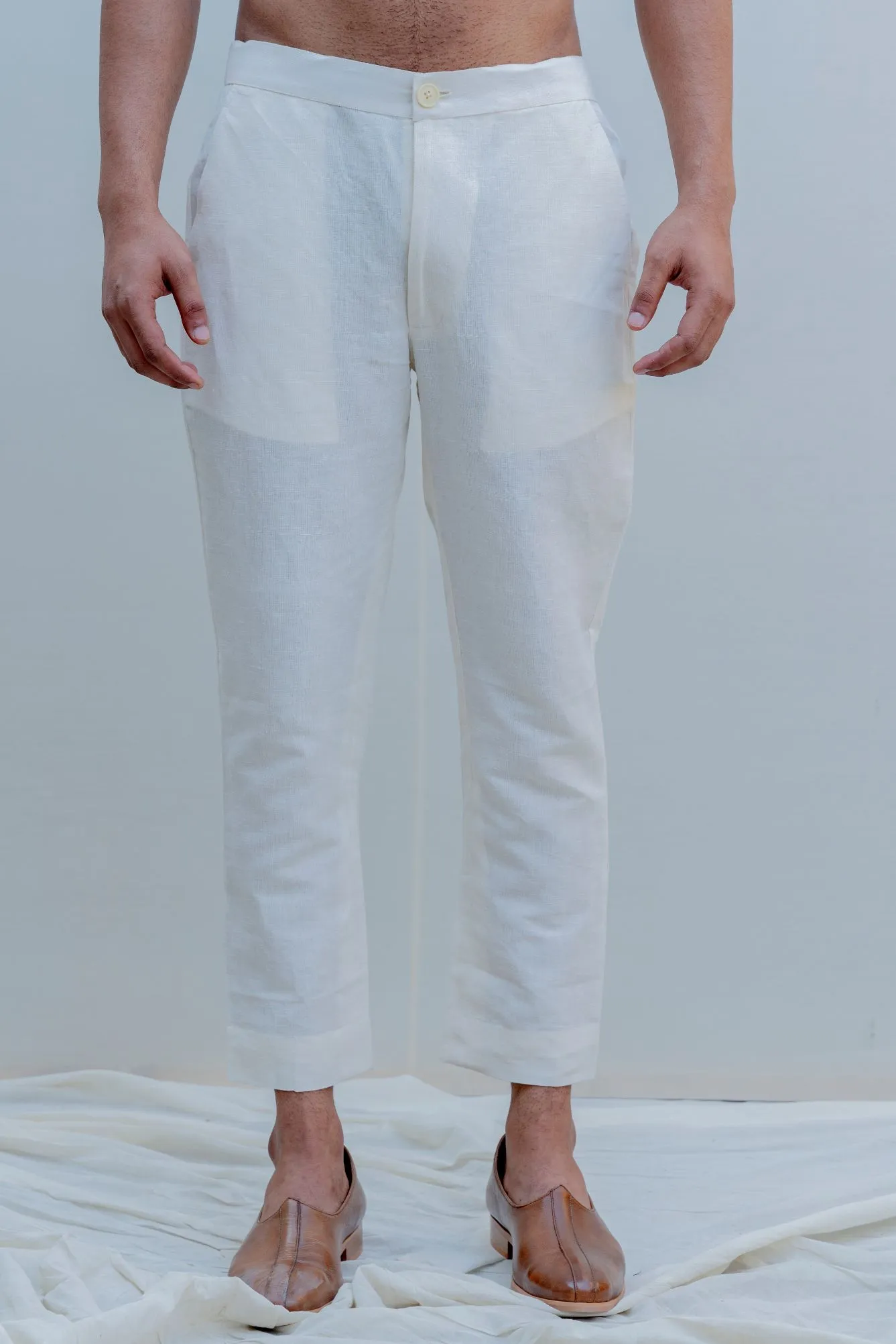 Prime - Off-White Achkan Jacket Set with Embroidered Pocket Square