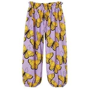 Purple Butterflies Dropped Crotch Pants - 1 Left Size 10-12 years