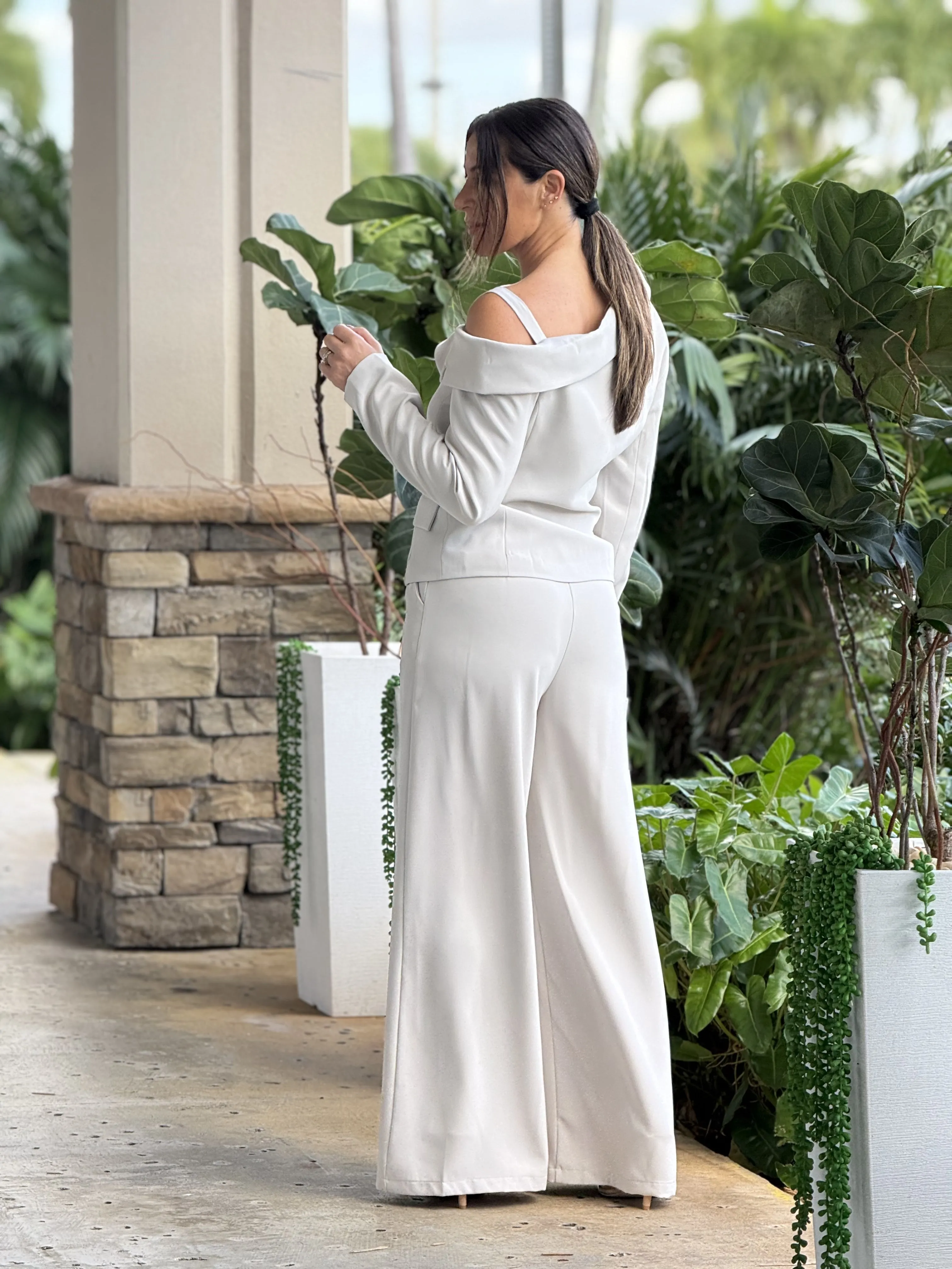 "Giselle" Long Sleeve Off Shoulder Top And Matching Pants Set