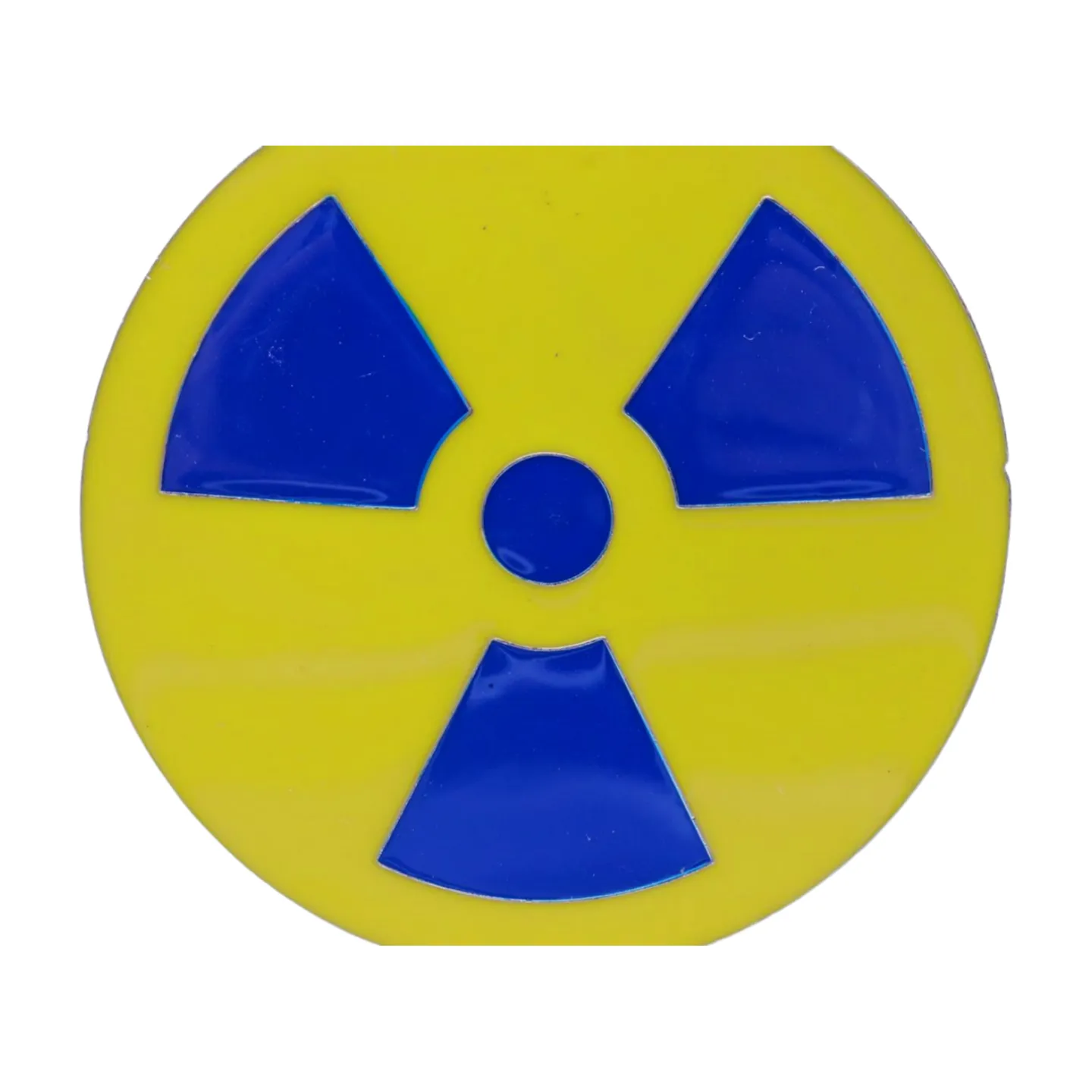 Radioactive Radiation Nuclear Symbol Painted Silver Metal Belt Buckle