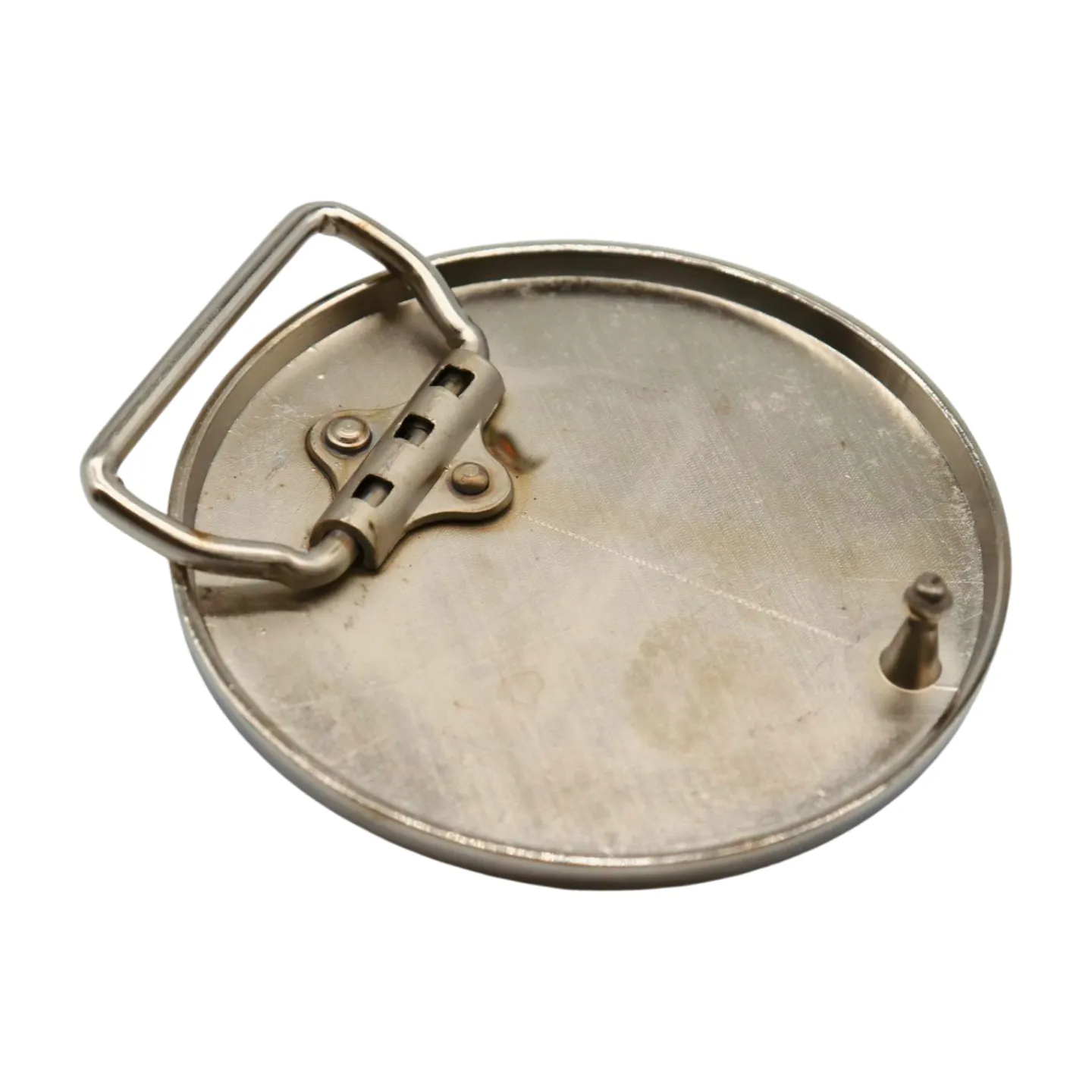 Radioactive Radiation Nuclear Symbol Painted Silver Metal Belt Buckle