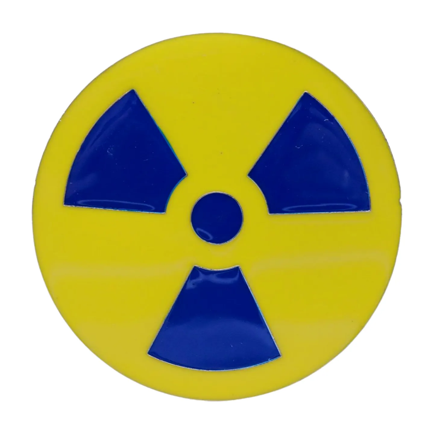 Radioactive Radiation Nuclear Symbol Painted Silver Metal Belt Buckle
