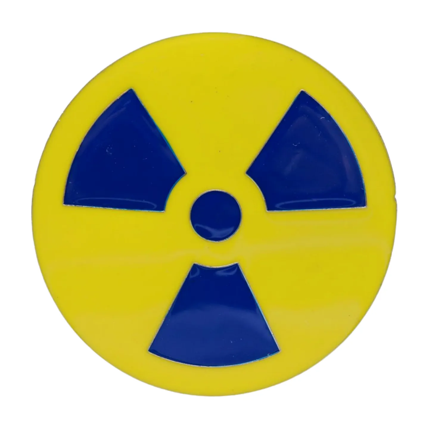Radioactive Radiation Nuclear Symbol Painted Silver Metal Belt Buckle