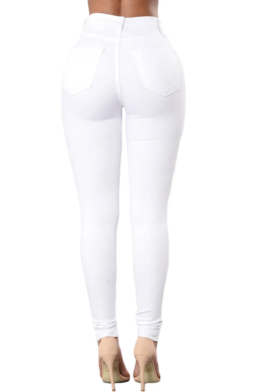 Rayla White Slit Knee Denim Pants