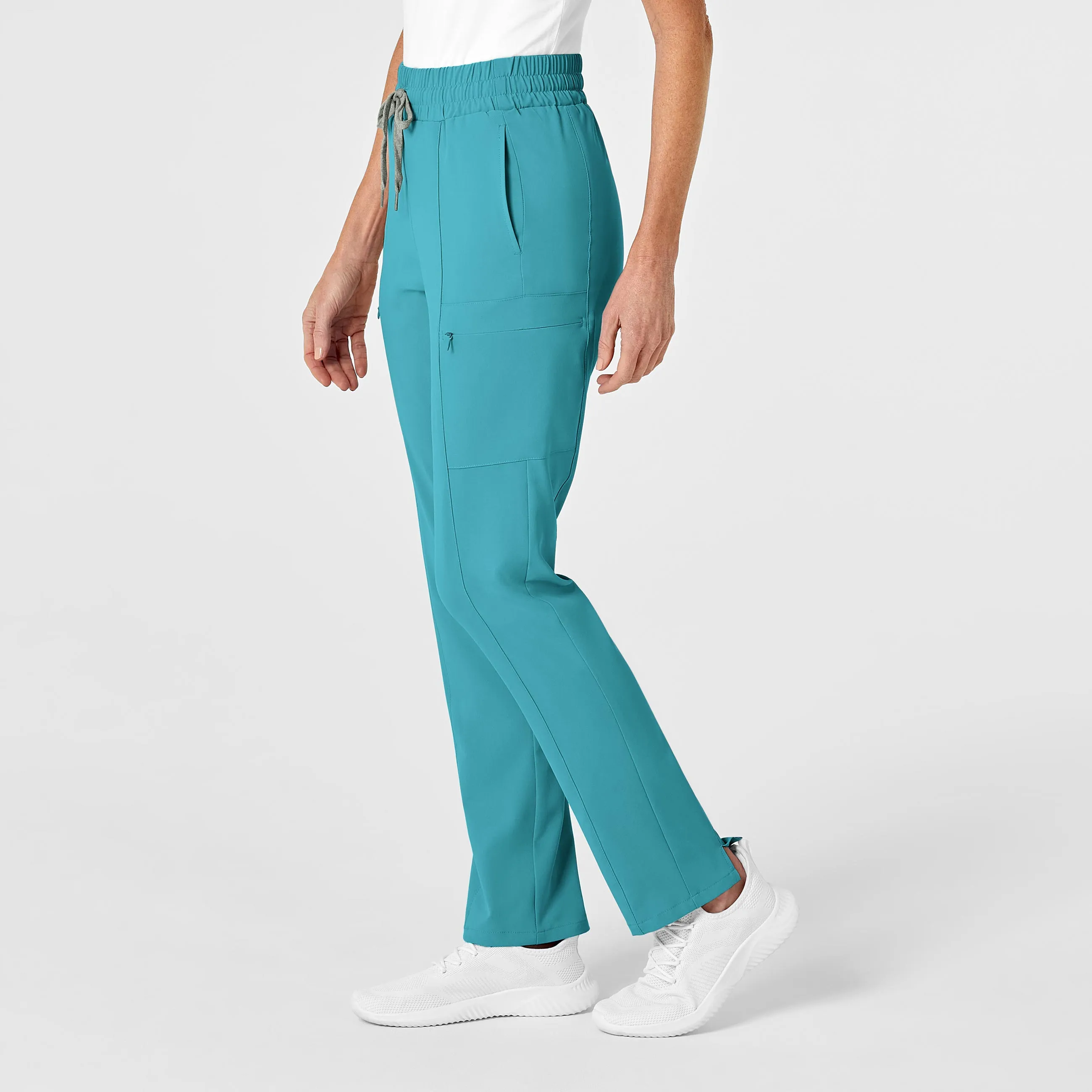 RENEW 5334 High Waist Slim Leg Scrub Pants Teal Blue