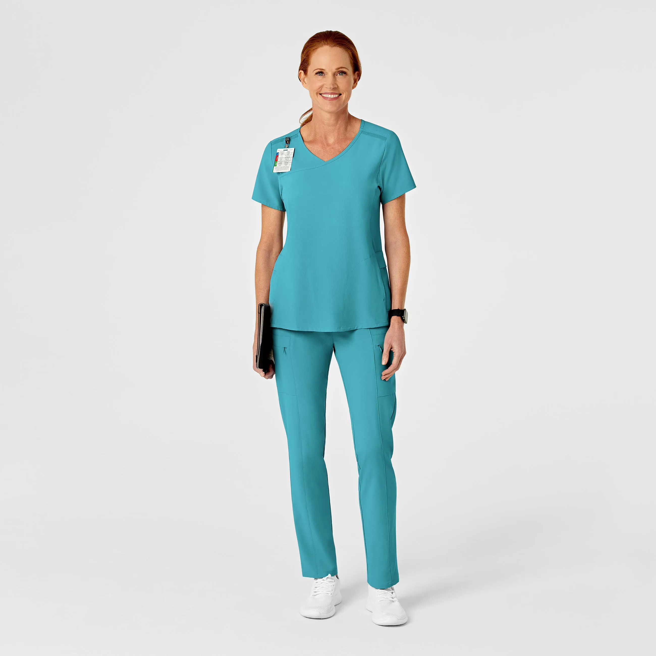 RENEW 5334 High Waist Slim Leg Scrub Pants Teal Blue