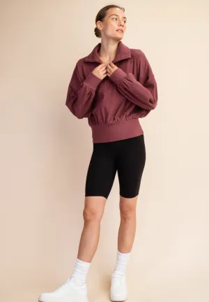 Rib Brushed Long Sleeve Quarter Zip