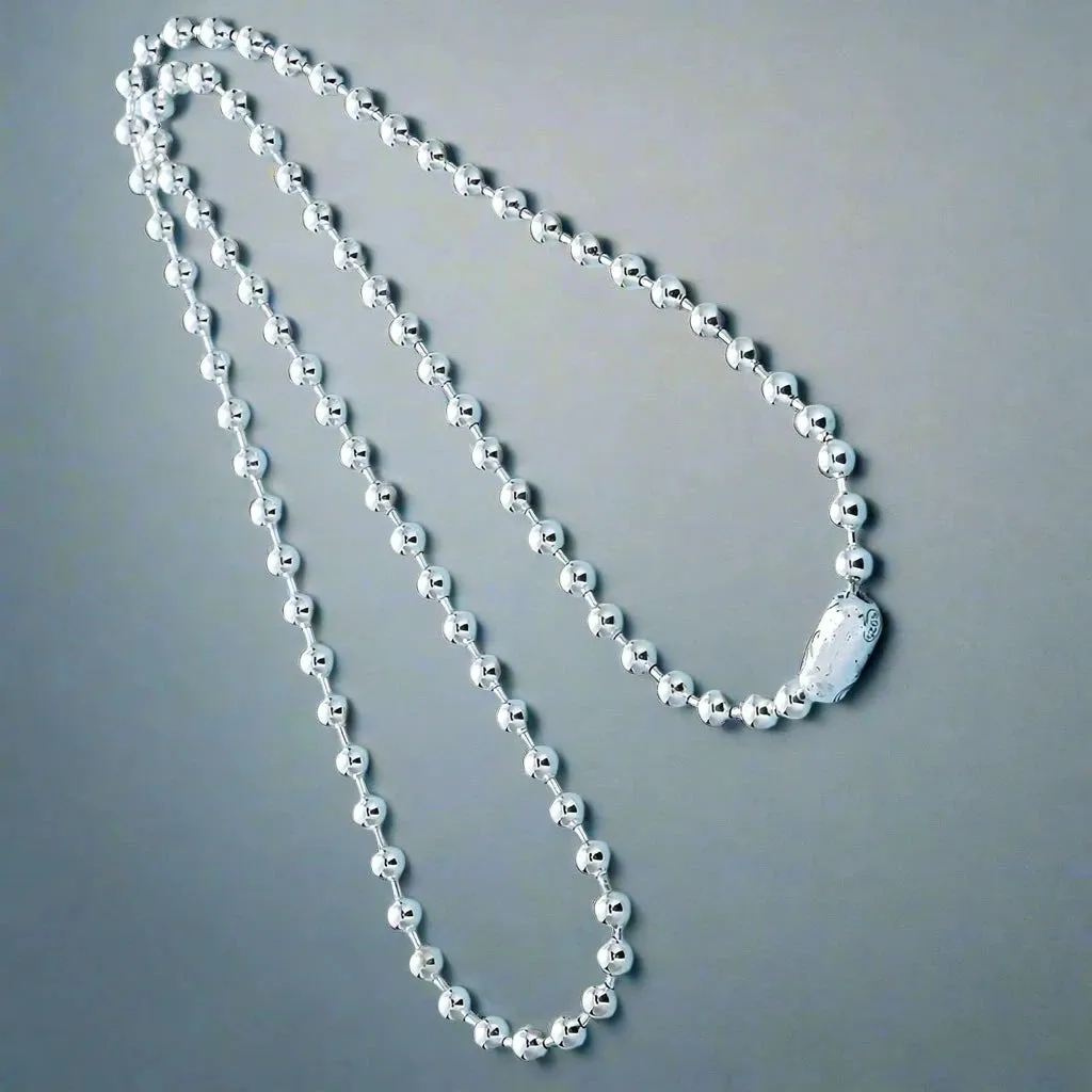 Round Bead Chain Retro Buckle Necklace