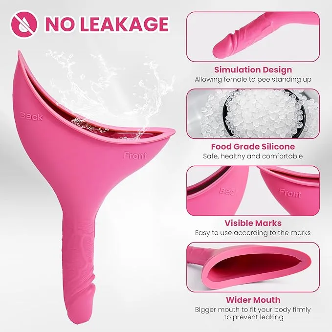 Rquite Female Urinal Pee Cloth Set, Portable Female Urination Device, Reusable Pee Funnel & Rag with Discreet Carry Bag, Silicone Urine Cup for Women Camping Gear Hiking Accessories