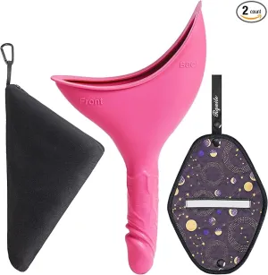Rquite Female Urinal Pee Cloth Set, Portable Female Urination Device, Reusable Pee Funnel & Rag with Discreet Carry Bag, Silicone Urine Cup for Women Camping Gear Hiking Accessories