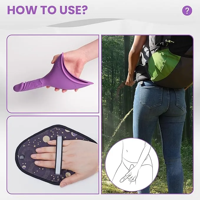 Rquite Female Urinal Pee Cloth Set, Portable Female Urination Device, Reusable Pee Funnel & Rag with Discreet Carry Bag, Silicone Urine Cup for Women Camping Gear Hiking Accessories