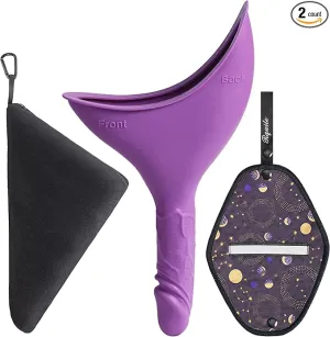 Rquite Female Urinal Pee Cloth Set, Portable Female Urination Device, Reusable Pee Funnel & Rag with Discreet Carry Bag, Silicone Urine Cup for Women Camping Gear Hiking Accessories