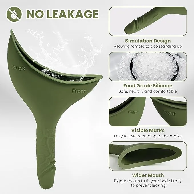Rquite Female Urinal Pee Cloth Set, Portable Female Urination Device, Reusable Pee Funnel & Rag with Discreet Carry Bag, Silicone Urine Cup for Women Camping Gear Hiking Accessories