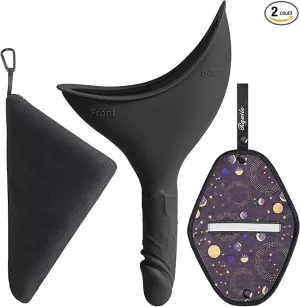Rquite Female Urinal Pee Cloth Set, Portable Female Urination Device, Reusable Pee Funnel & Rag with Discreet Carry Bag, Silicone Urine Cup for Women Camping Gear Hiking Accessories