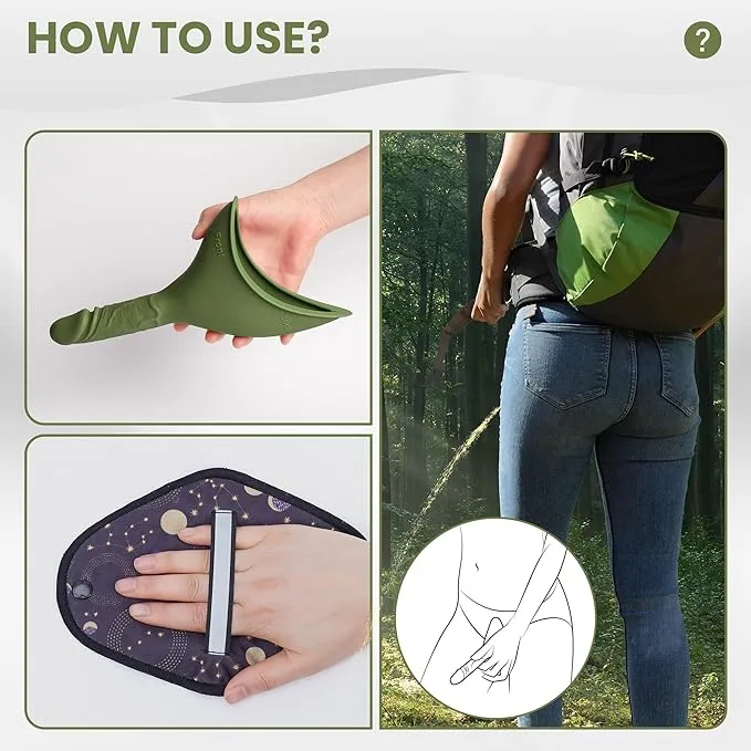 Rquite Female Urinal Pee Cloth Set, Portable Female Urination Device, Reusable Pee Funnel & Rag with Discreet Carry Bag, Silicone Urine Cup for Women Camping Gear Hiking Accessories