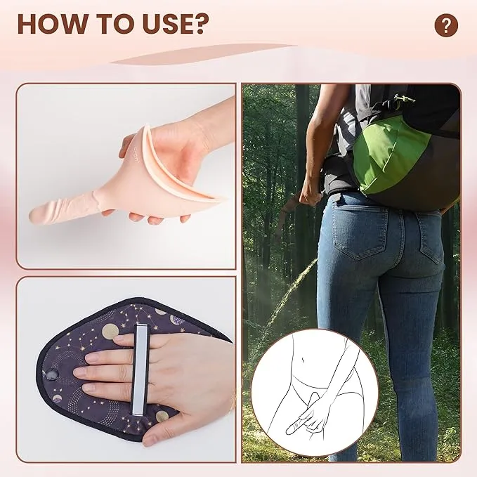 Rquite Female Urinal Pee Cloth Set, Portable Female Urination Device, Reusable Pee Funnel & Rag with Discreet Carry Bag, Silicone Urine Cup for Women Camping Gear Hiking Accessories