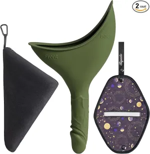 Rquite Female Urinal Pee Cloth Set, Portable Female Urination Device, Reusable Pee Funnel & Rag with Discreet Carry Bag, Silicone Urine Cup for Women Camping Gear Hiking Accessories
