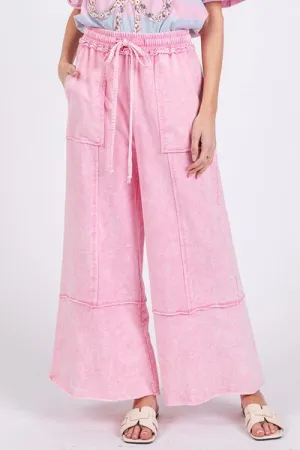SAGE   FIG Mineral Washed Terry Wide Leg Pants