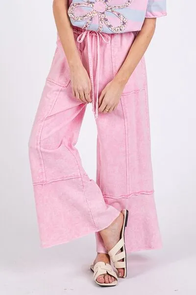 SAGE   FIG Mineral Washed Terry Wide Leg Pants