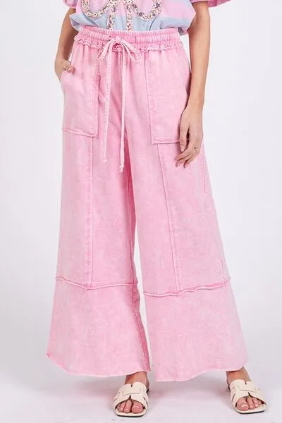 SAGE   FIG Mineral Washed Terry Wide Leg Pants