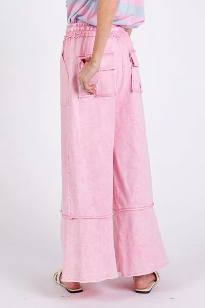 SAGE   FIG Mineral Washed Terry Wide Leg Pants