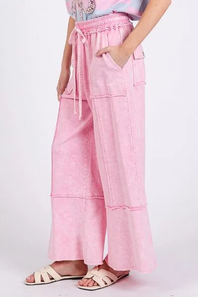 SAGE   FIG Mineral Washed Terry Wide Leg Pants