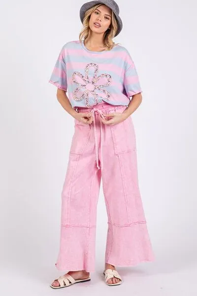 SAGE   FIG Mineral Washed Terry Wide Leg Pants