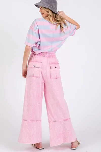 SAGE   FIG Mineral Washed Terry Wide Leg Pants
