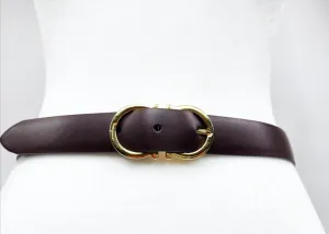 Salvatore Ferragamo Gancini Buckle Belt in Deep Burgundy