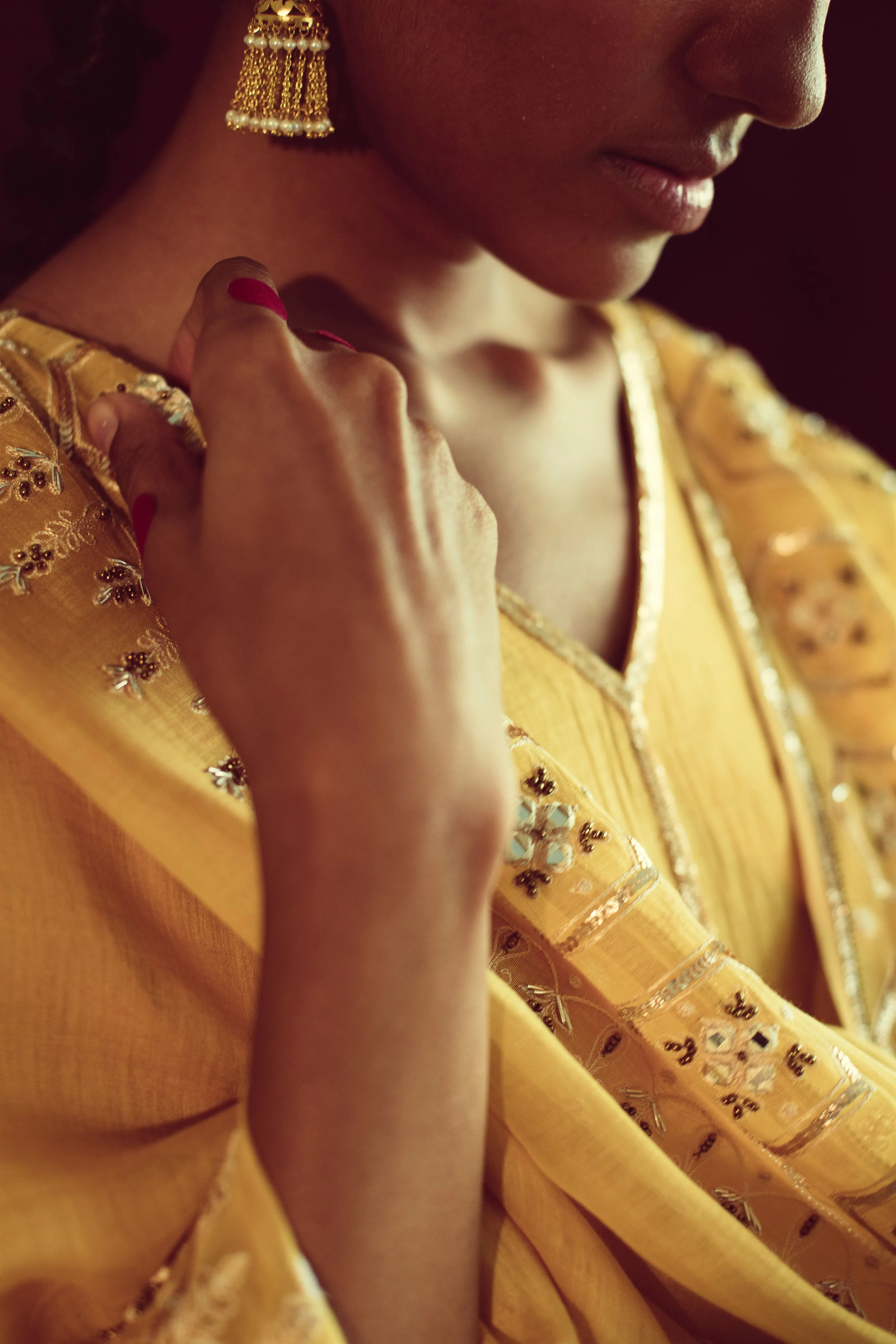 Sarang Kaur Lorne Park Mango Jaipuri Dupatta Chanderi silk Chandni SK01312