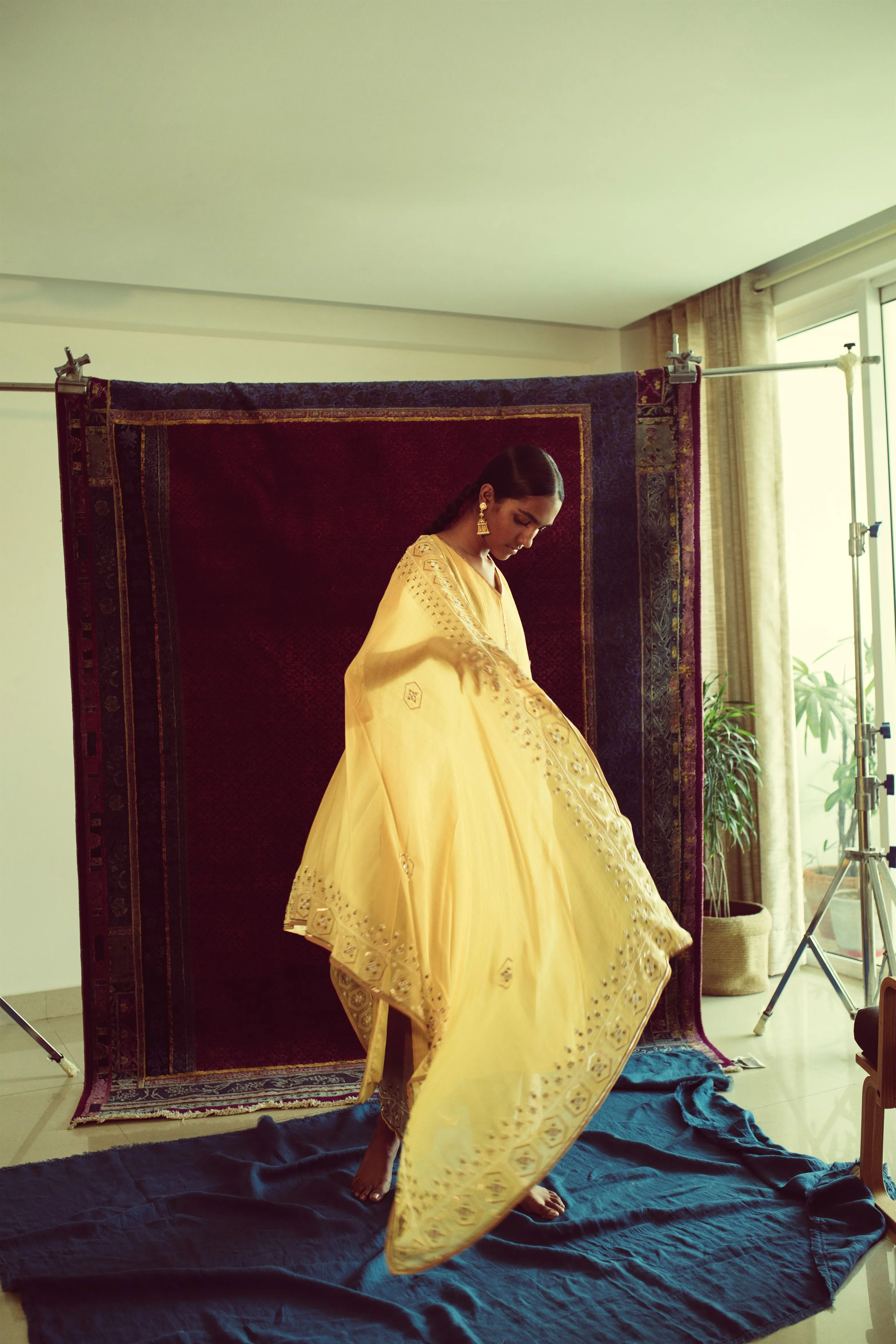 Sarang Kaur Lorne Park Mango Jaipuri Dupatta Chanderi silk Chandni SK01312