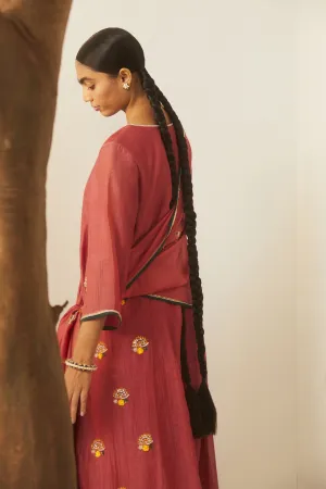 Sarang Kaur York Mills Watermelon Hathi Kurta Pant Set Chanderi silk Bareeki SK01302