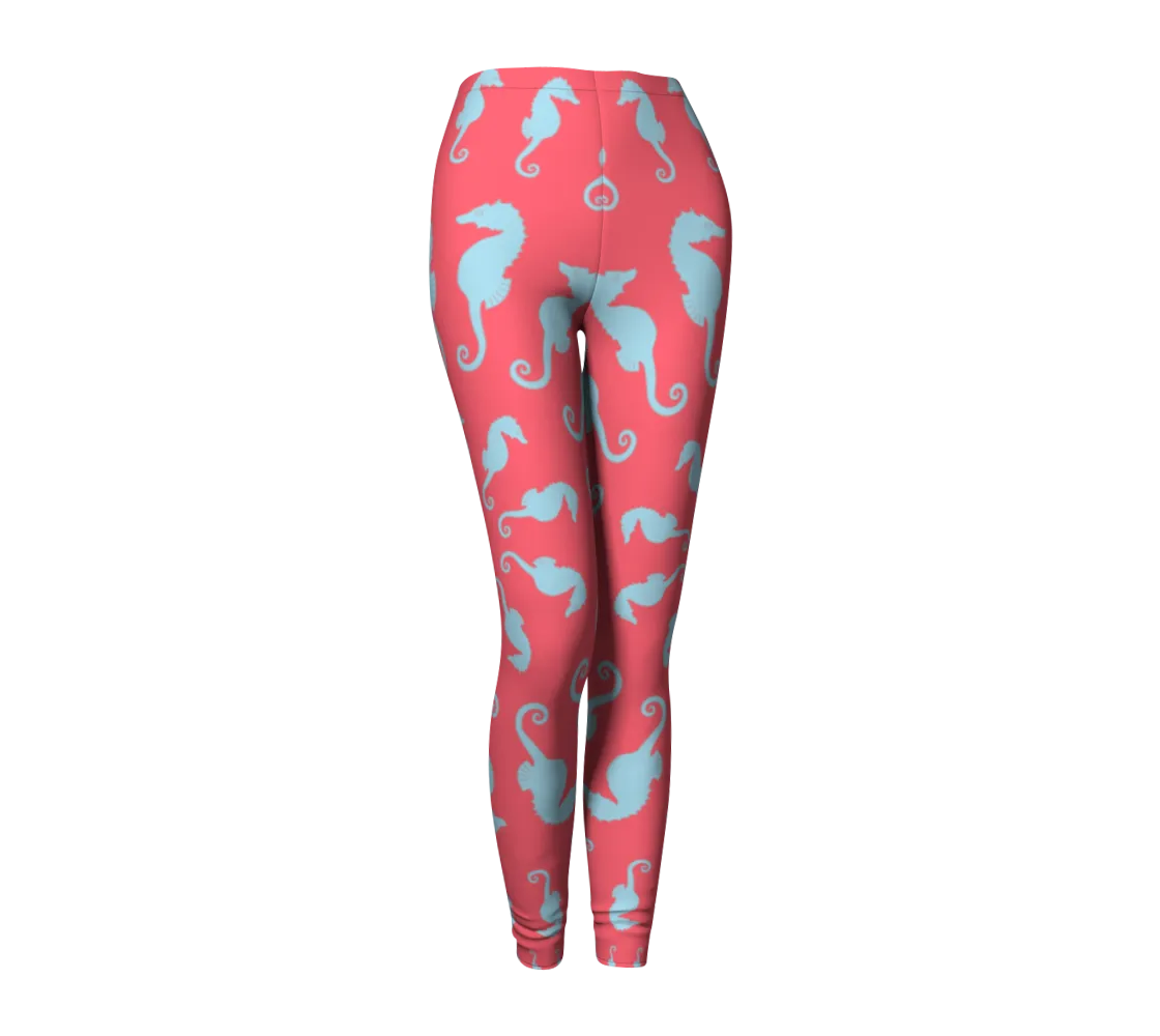Seahorse Leggings - Coral Pink