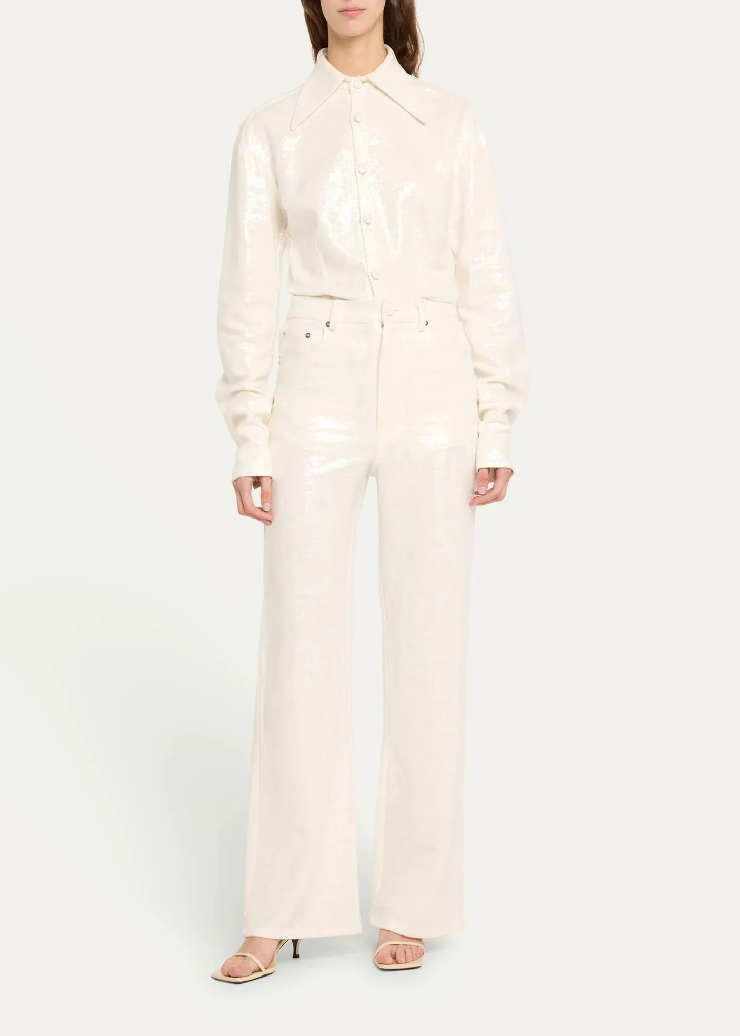 Sequined Linen Pants